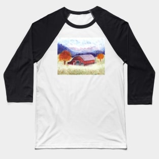 Misty Autumn Evening on the Farm Baseball T-Shirt